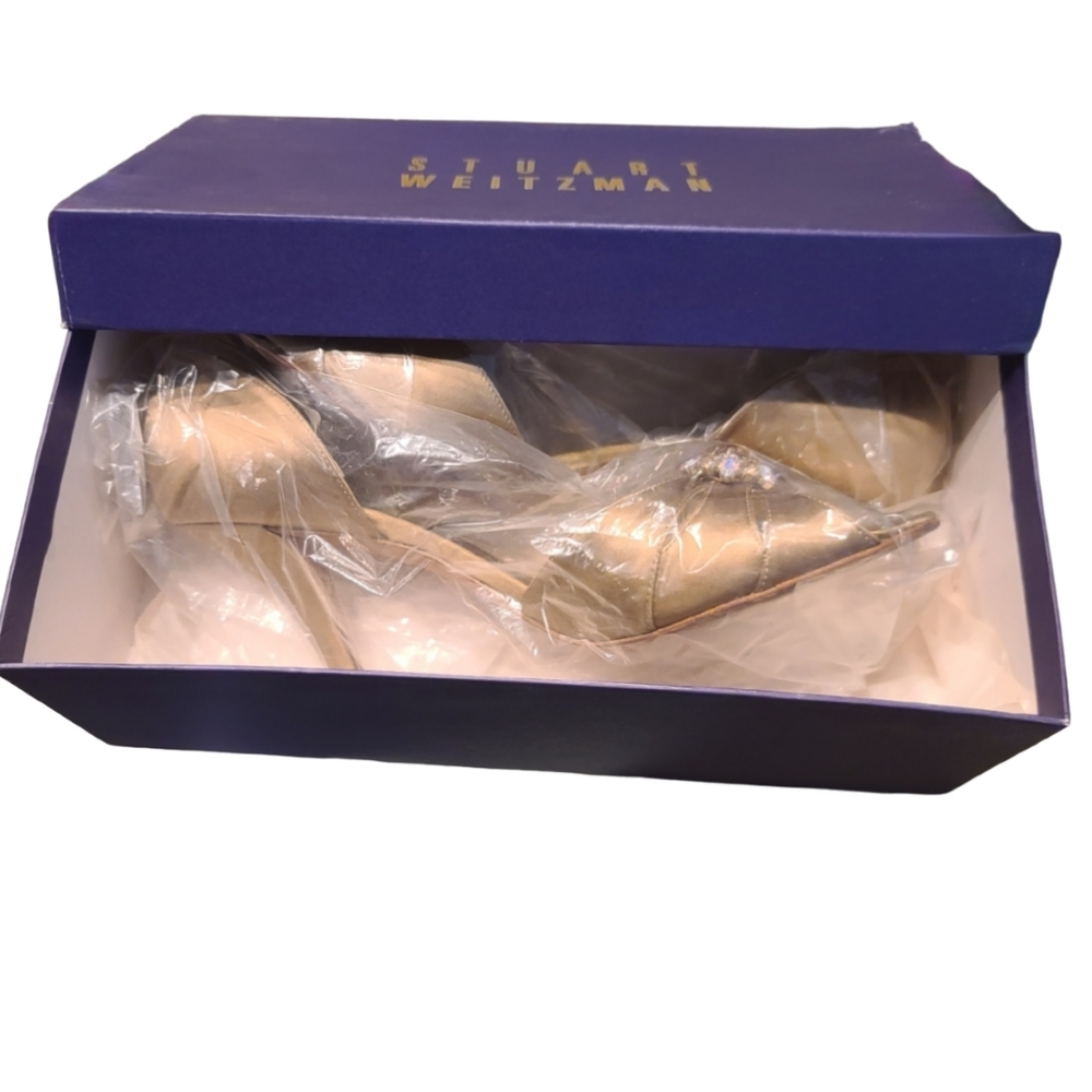 Stuart Weitzman Open Toe Bridal Sandal Size 9 Gold - Picture 5 of 5
